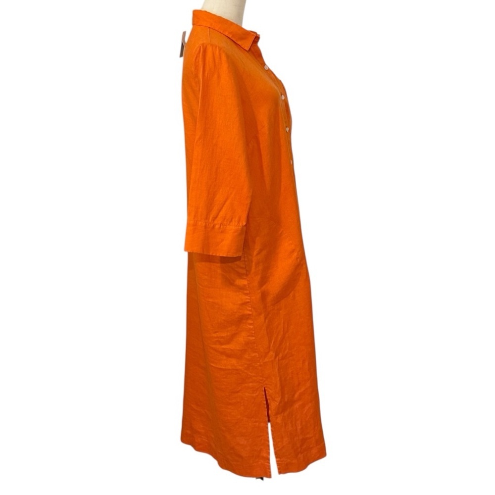 J. Jill Orange Linen Button-Front Dress – Women’s Small, Coastal Minimalist - Picture 3 of 9